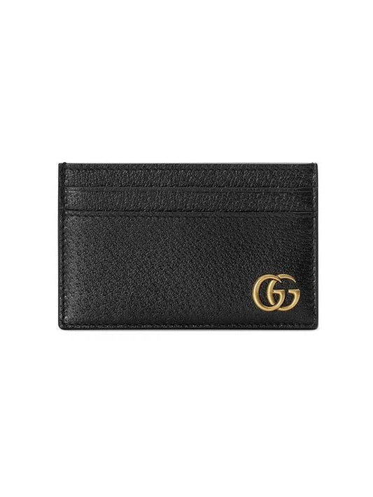 Gold Hardware GG Marmont Card Wallet Black - GUCCI - BALAAN 1