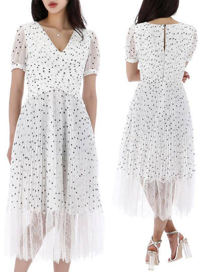 Polka Dot Chiffon Crossover Mini Dress White - SELF PORTRAIT - BALAAN 2