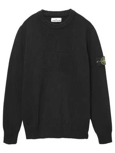 Comfort Wool Cotton Knit Top Black - STONE ISLAND - BALAAN 2