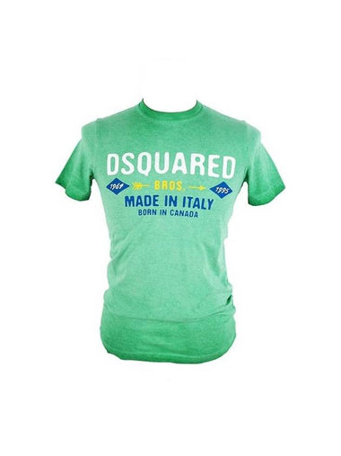 Logo Cotton Short Sleeve T-Shirt Green - DSQUARED2 - BALAAN 1