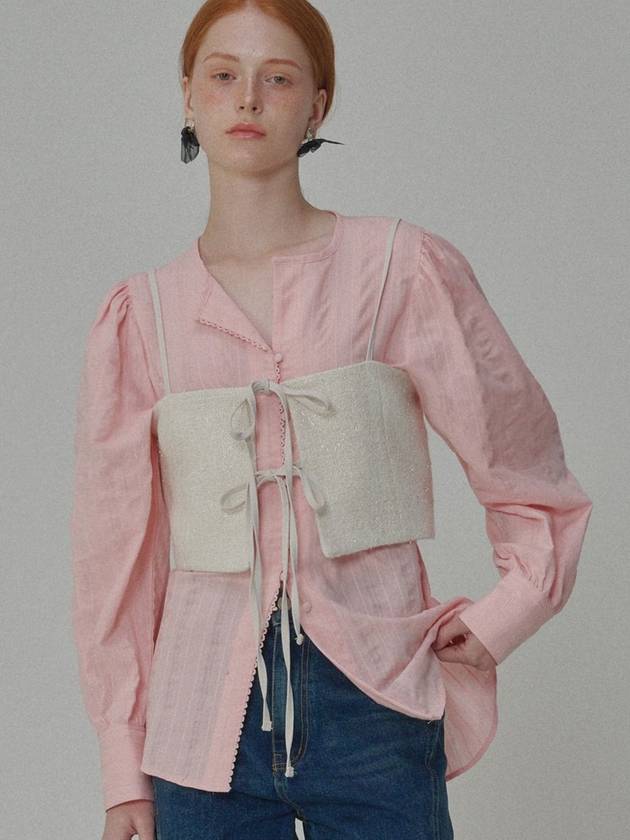 Puff Sleeve Tie Cotton Blouse Pink - OPENING SUNSHINE - BALAAN 6