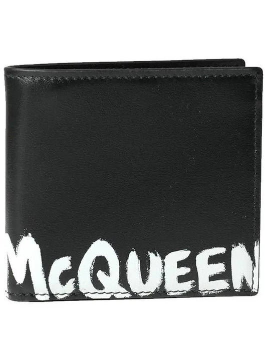 Graffiti Half Wallet Black - ALEXANDER MCQUEEN - BALAAN 2