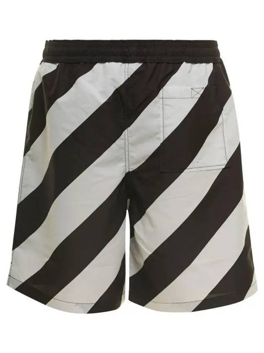 Graphic Striped Swim Shorts Black - OFF WHITE - BALAAN.