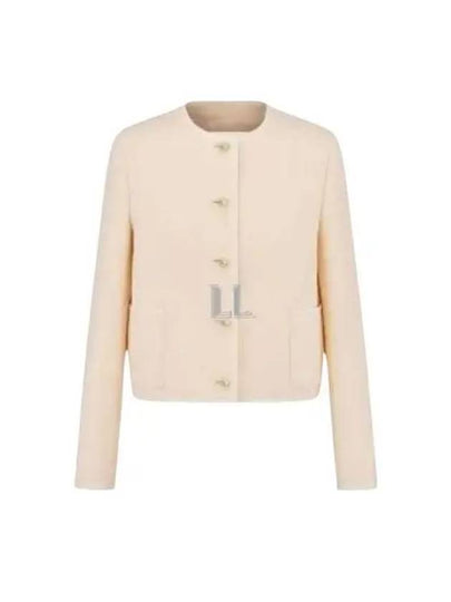 Cropped Wool Silk Jacket Ecru - DIOR - BALAAN 2