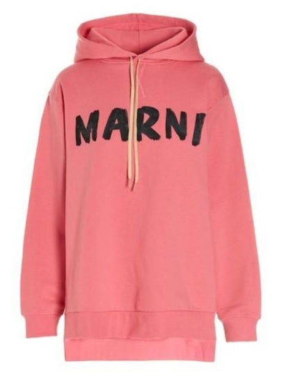 Logo Print Cotton Hooded Top Pink - MARNI - BALAAN 2