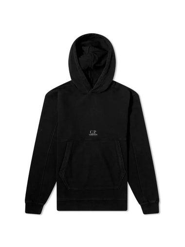 Embroidered Logo Hoodie Black - CP COMPANY - BALAAN 1