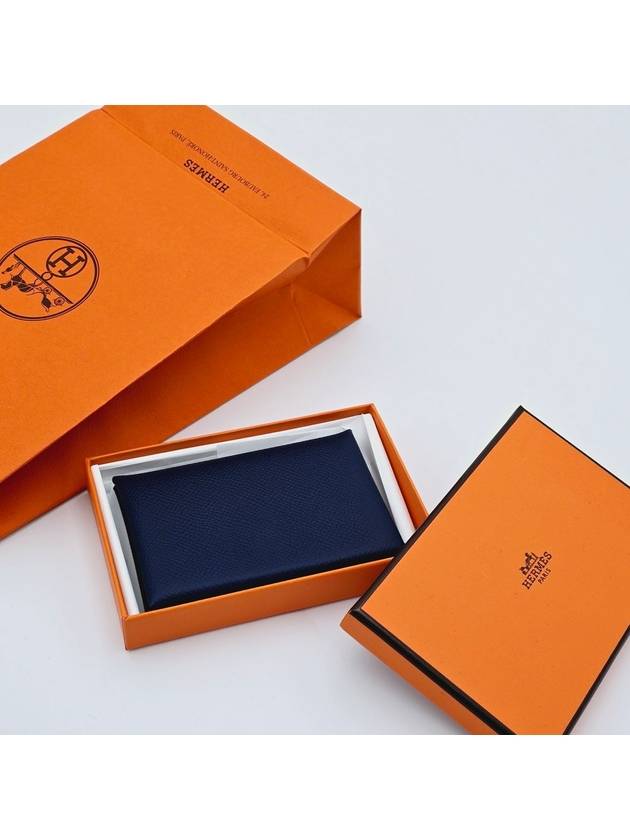 Calvi Duo Compact Card Wallet Navy - HERMES - BALAAN 3