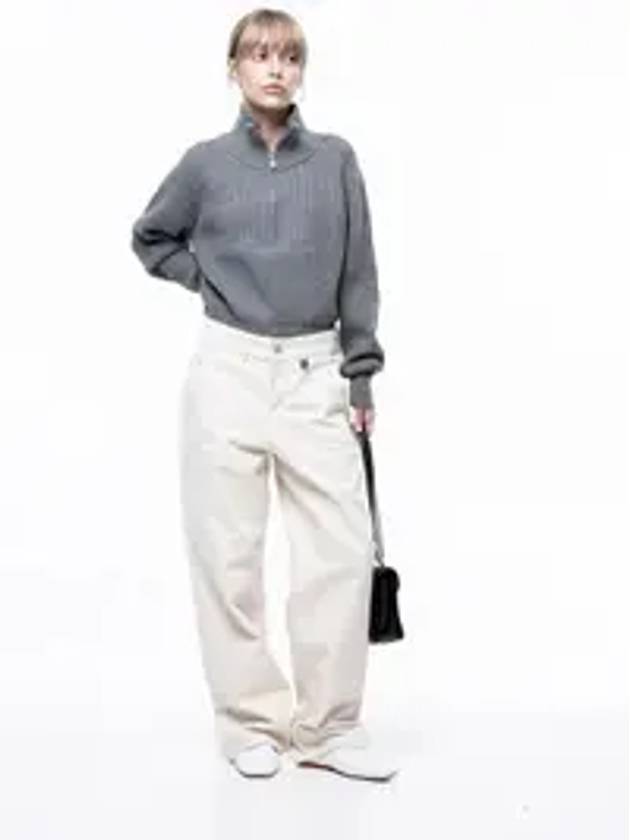 Women Non fade Standard Straight Denim Pants Cream - CHANCE'S NOI - BALAAN 1