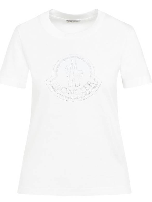 Crystal Logo Short Sleeve T-Shirt Off White - MONCLER - BALAAN 2