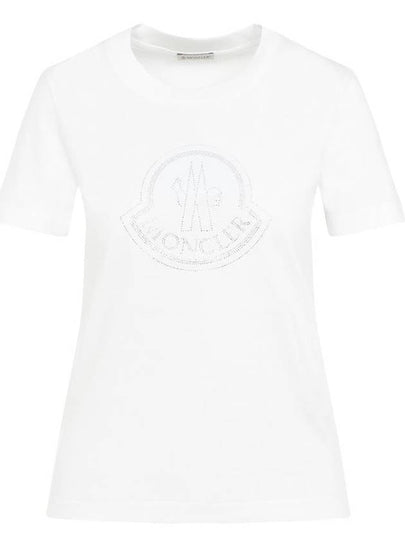 Crystal Logo Short Sleeve T-Shirt Off White - MONCLER - BALAAN 2