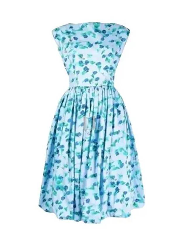 Floral Balloon Fit Midi Dress Light Blue - MARNI - BALAAN 2