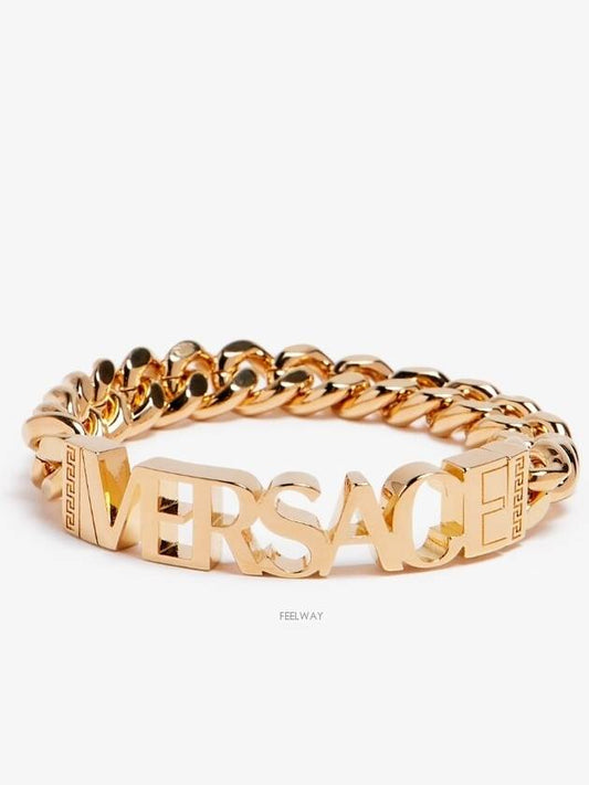 Lettering Logo Polished Bracelet Gold - VERSACE - BALAAN 2