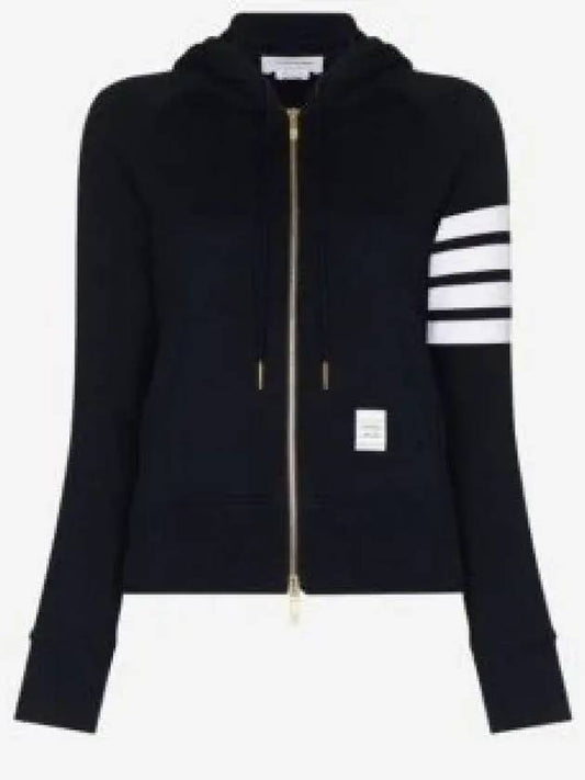 Engineered 4-Bar Stripe Loopback Jersey Knit Zip Up Hoodie Navy - THOM BROWNE - BALAAN 2