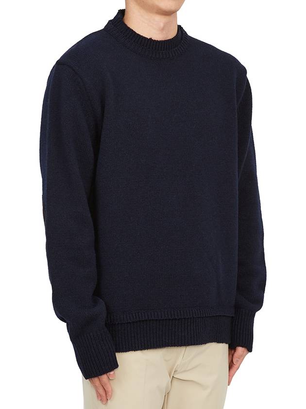 Back Stitch Elbow Patch Knit Top Navy - MAISON MARGIELA - BALAAN 4