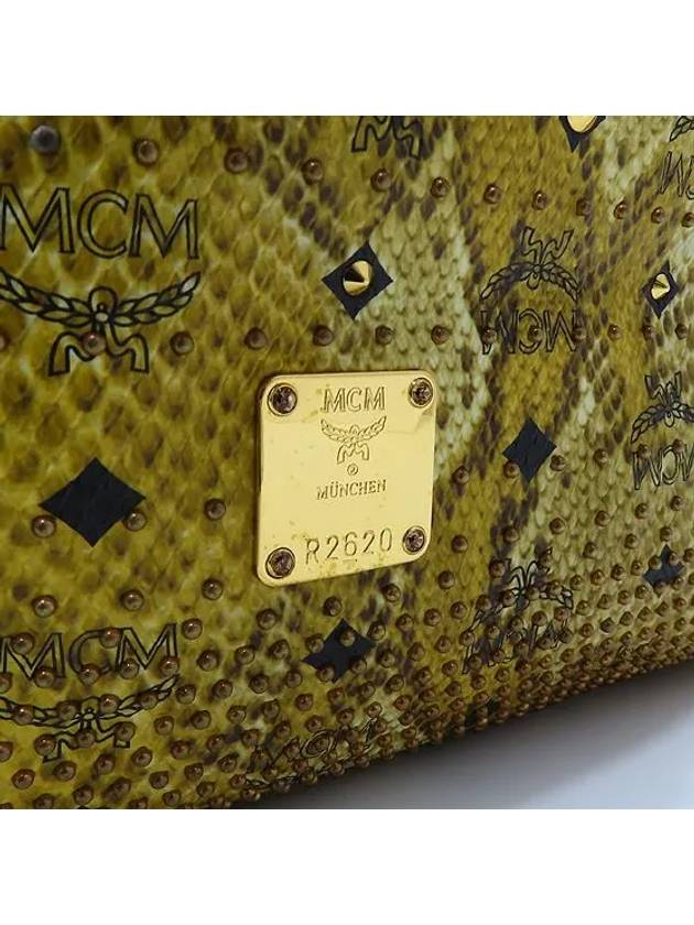 MCM MWD3SVG02YW001 Gold color python pattern printing stud decoration tote bag shoulder strap 2WAY - MCM - BALAAN 5