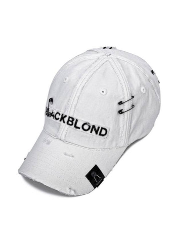 Cross Damage Custom Denim Cap White - BLACKBLOND - BALAAN 1