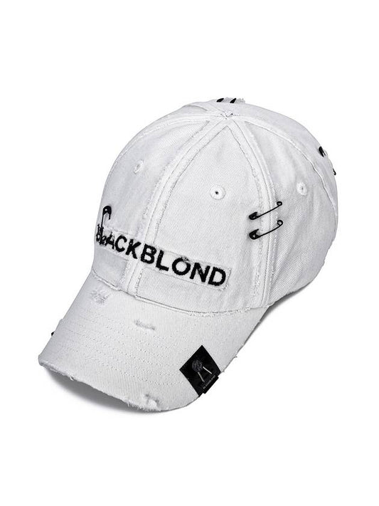 BBD Cross Damage Custom Denim Cap White - BLACKBLOND - BALAAN 1