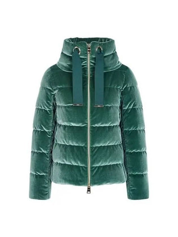 Women s Velor High Neck Goose Down Padded Jacket Green 271485 - HERNO - BALAAN 1