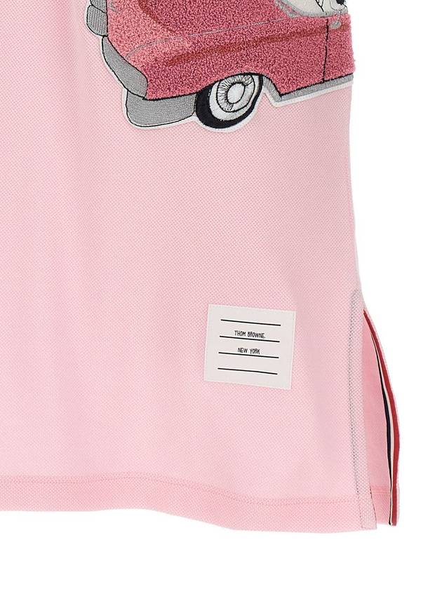 car applique short sleeve mini PK dress light pink - THOM BROWNE - BALAAN 5