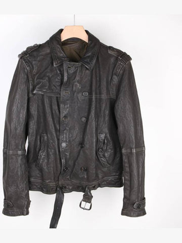 Shoulder epaulette double leather jacket khaki PBPE262 - NEIL BARRETT - BALAAN 1