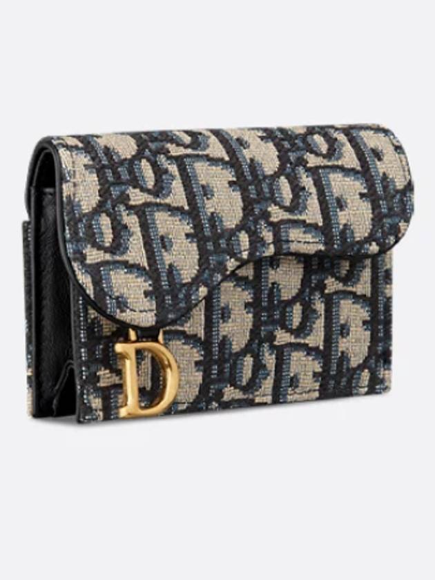 Saddle Flap Card Holder Blue Oblique Jacquard S5611CTZQ M928928U - DIOR - BALAAN 2