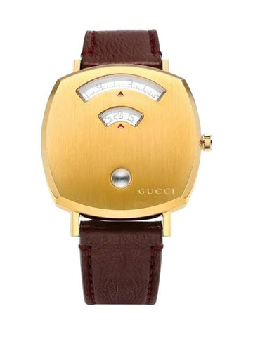 Grip Quartz Leather Strap Watch Gold Brown YA157402 - GUCCI - BALAAN 1