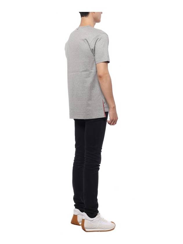 Men's Medium Weight Jersey Tipped Pocket Crewneck Short Sleeve T-Shirt Light Grey - THOM BROWNE - BALAAN 7