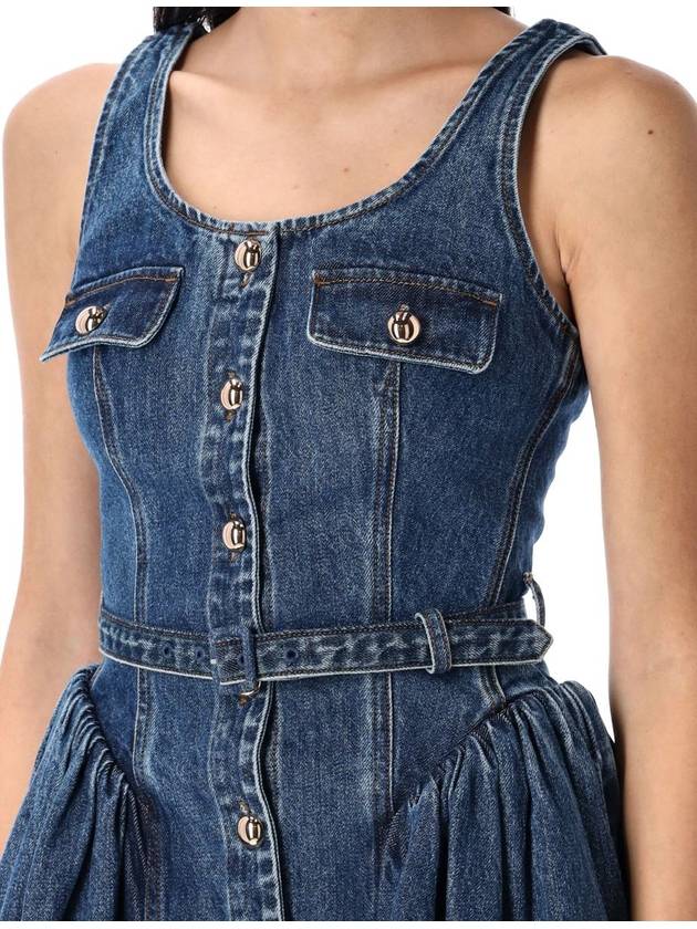 Self-Portrait Flared Denim Mini Dress - SELF PORTRAIT - BALAAN 3