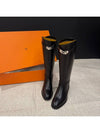 Long boots calfskin Kelly buckle silver plated black - HERMES - BALAAN 3