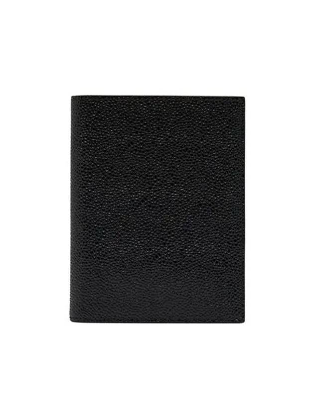 Pebble Grain Passport Holder Card Wallet Black - THOM BROWNE - BALAAN 3