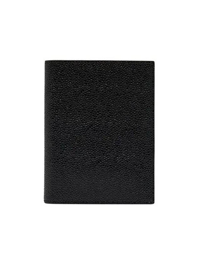 Pebble Grain Passport Holder Card Wallet Black - THOM BROWNE - BALAAN 2