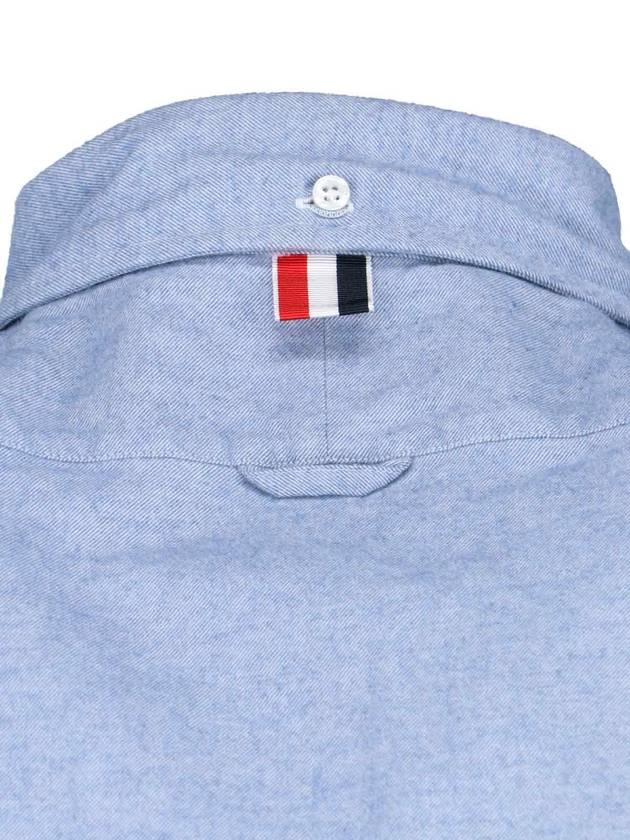 Men's Diagonal Solid Flannel Long Sleeve Shirt Light Blue - THOM BROWNE - BALAAN 4