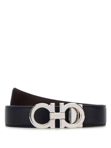 Gancini Reversible Leather Belt Midnight Blue Burgundy - SALVATORE FERRAGAMO - BALAAN 1