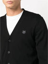 Bold Fox Head Patch V Neck Wool Cardigan Black - MAISON KITSUNE - BALAAN 4