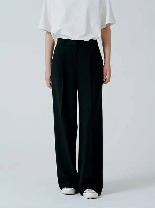 One Tuck Semi Wide Pants Black - PINBLACK - BALAAN 2