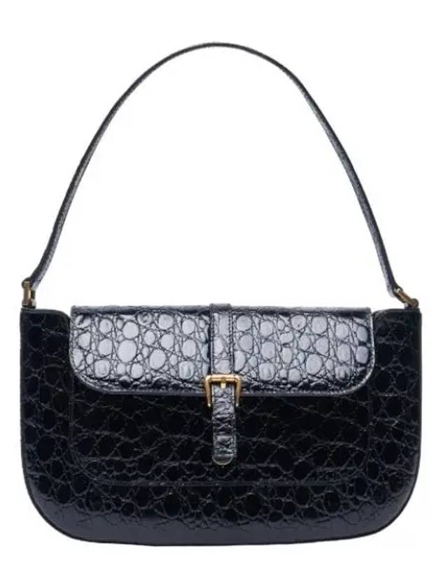 Bypa Miranda Quair Emboss Crocodile Circular Noir Shoulder Bag Black - BY FAR - BALAAN 1