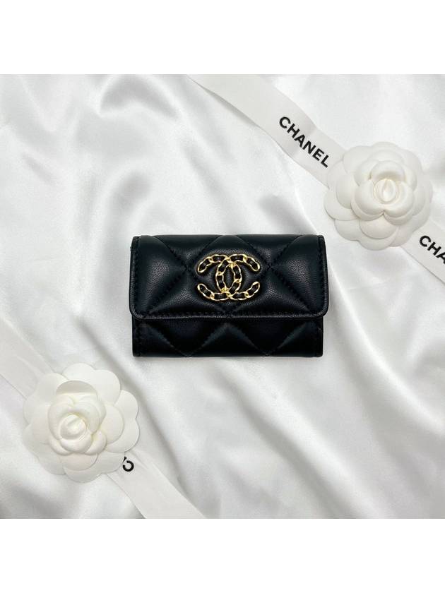 19 Gold Hardware Lambskin Flap Card Wallet Black - CHANEL - BALAAN 2