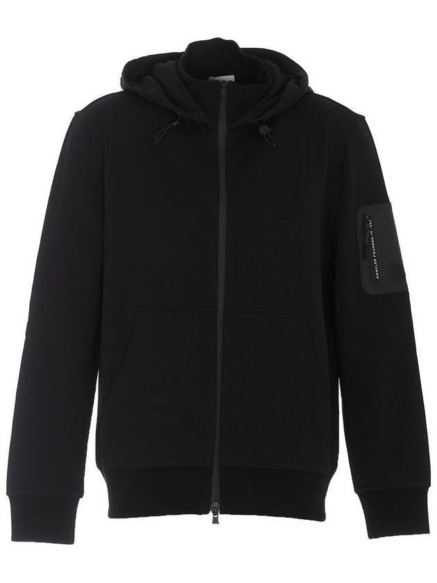 Men's Pocket Logo Hooded Zip-Up Black - MONCLER - BALAAN.