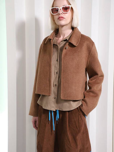 Women s Wool Single Coat Brown TWO - TINA BLOSSOM - BALAAN 1