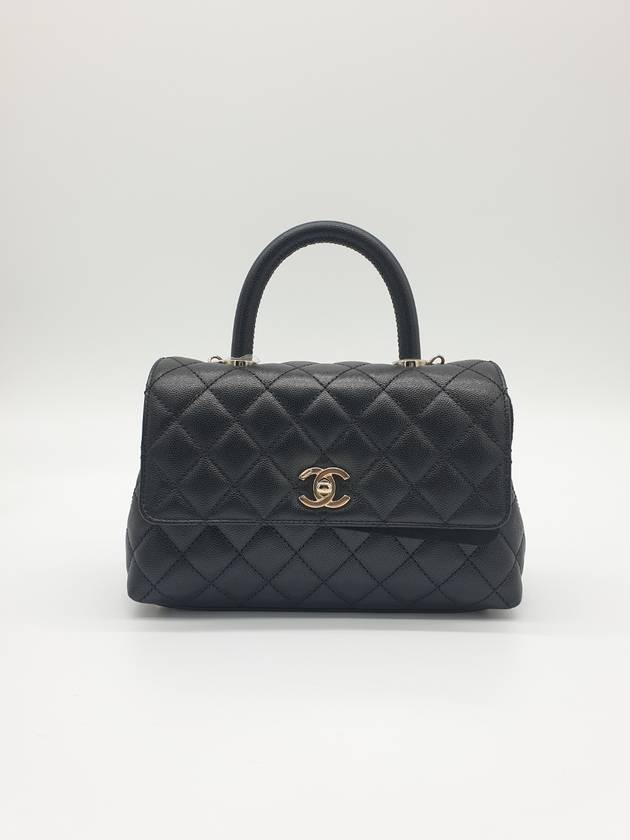 Coco Handle Caviar Gold Small Tote Bag Black - CHANEL - BALAAN 3