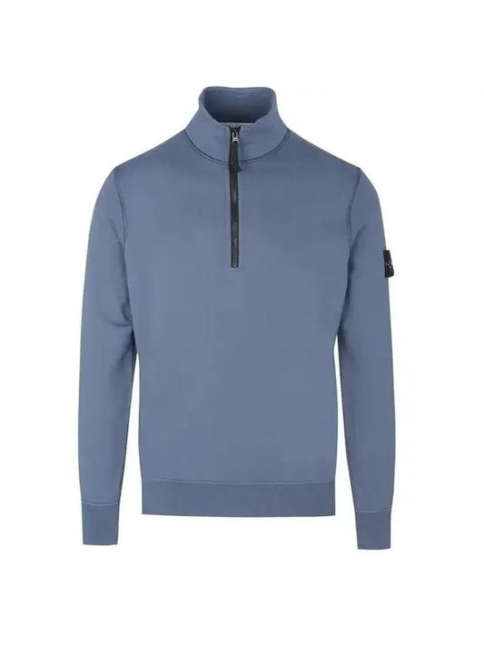 Wappen Patch Half Zip Up Sweatshirt Blue - STONE ISLAND - BALAAN 1