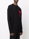 Big Heart Logo Wool Knit Top Black - AMI - BALAAN 3