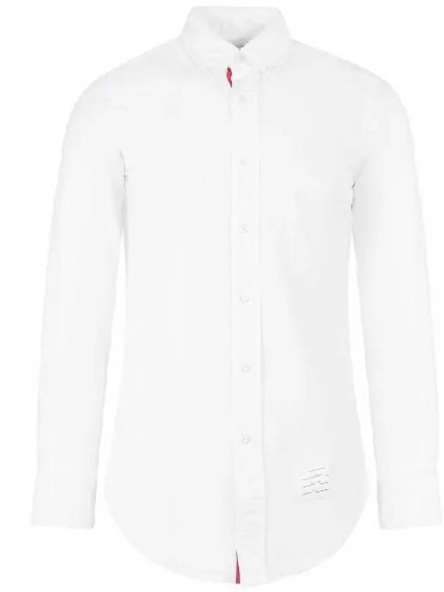 Oxford Grosgrain Placket Cotton Long Sleeve Shirt White - THOM BROWNE - BALAAN 3