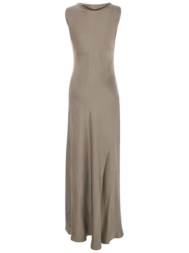 'Montereal' Grey Long Dress With Draped Neck In Satin Woman - ANTONELLI - BALAAN 2