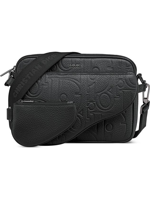 Saddle Triple Embossed Logo Cross Bag Black - DIOR - BALAAN 1