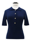 Goldplated navy shortsleeved knit - GANNI - BALAAN 1