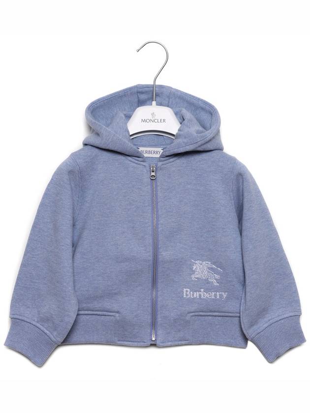 Kids Embroidered Logo Hooded Zip-Up Jacket Light Blue - BURBERRY - BALAAN 2