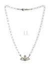 Platinum White Opal Crystal Necklace Silver - VIVIENNE WESTWOOD - BALAAN 2