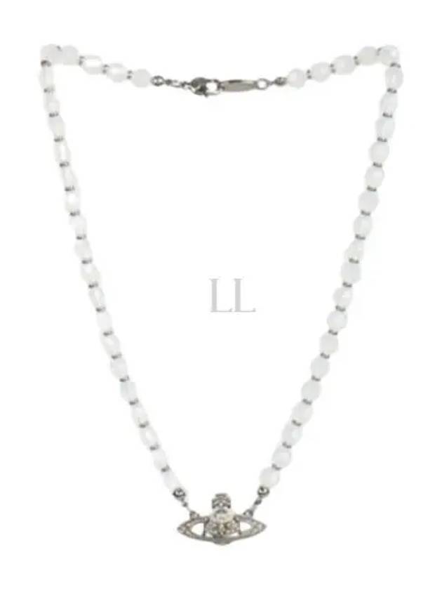 Platinum White Opal Crystal Necklace Silver - VIVIENNE WESTWOOD - BALAAN 2