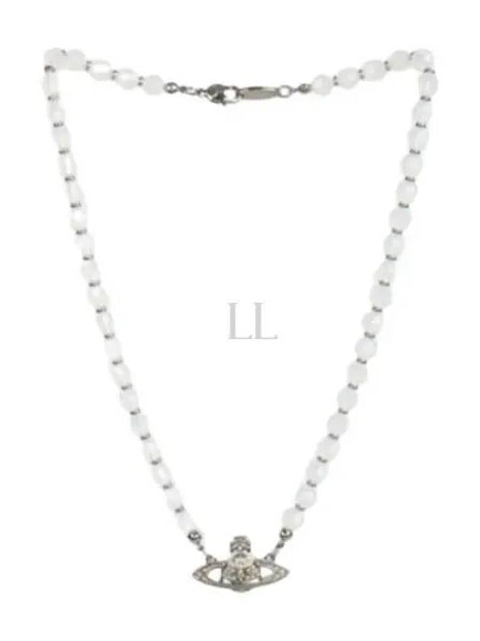 Platinum White Opal Crystal Necklace Silver - VIVIENNE WESTWOOD - BALAAN 2